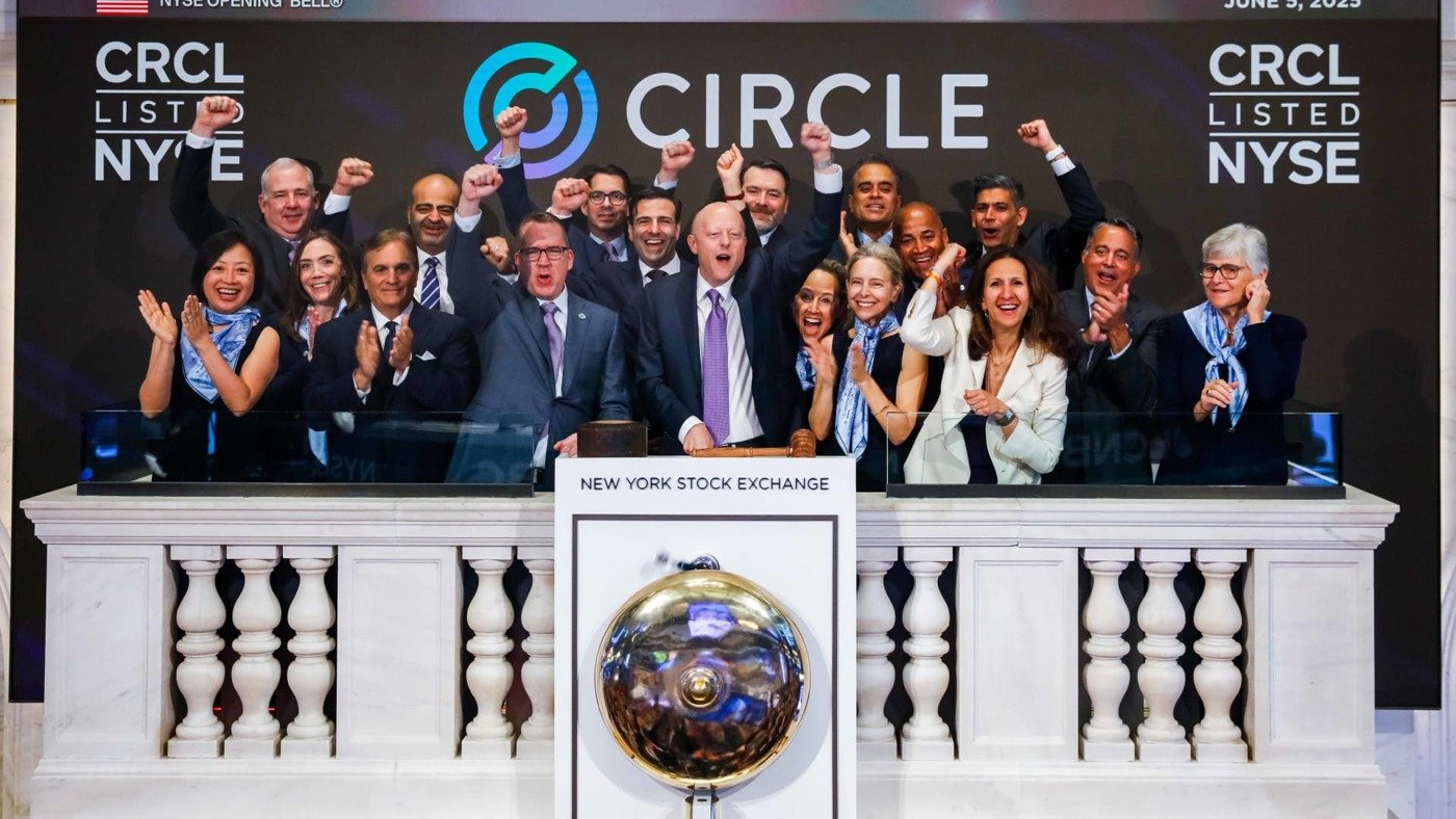 Circle team at the New York Stock Exchange during CRCL listing
